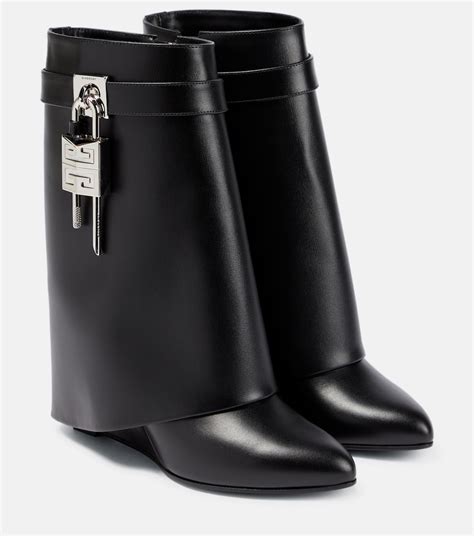 givenchy women's shark lock ankle boots in leather black|givenchy shark lock boots sizing.